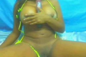 Busty Ebony Babe on Cam - Big Tits