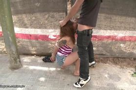 Bound teen in made crawl in public