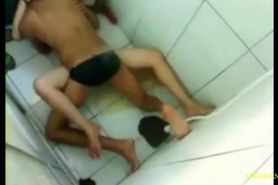 We fucked in boys hostel washroom while taking naked shower together