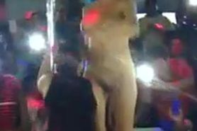 Ladies take turns going down on female stripper in the club