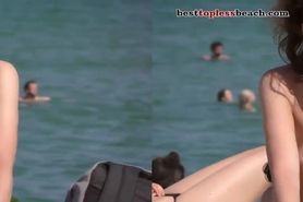 Sexy girls go Topless on the Beach Voyeur Public (3D Conversion)