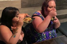 2 girls eating buffet
