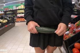 Student masturbates with cucumber in store