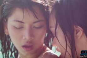Asian teen girlfriends Kit Rysha and Cara Pin lesbian softcore porn