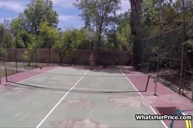 Fucking busty teen for money on the court