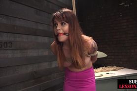 Bigtit bdsm slut whipped before blowjob and domination