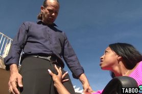 Ebony teen LaChere Brelle asks old stepdad to taboo fuck her black pussy