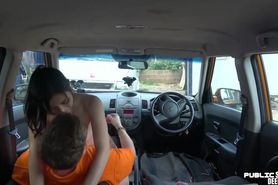 FAKEHUB - Cardriving nerdy eurobabe blows after doggystyle sex