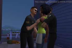 Ebony Barmaid Entertaining Two Cops At The Back Alley (Promo)   The Sims/ 3D Hentai