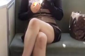 asian girl showing Panties on train 3