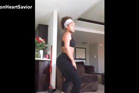 ebony girl twerking while cleaning