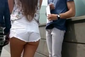 Hot sexy ass in tight jeans shorts