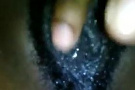 fingering hairy wet pussy close up