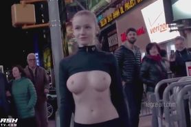 Boobs Out In The Street Full Of People