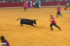 Guy Gets Stripped By Bull