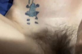 Petite Tattooed Granny With Hairy Pussy Quickie Creampie