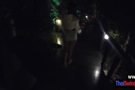 Perfect night walk and amazing handjob by a petite Asian teen girlfriend