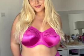 Hot Bbw Simpering In Pink Lingerie
