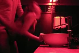 Red lights and fucking her rough in the bathroom