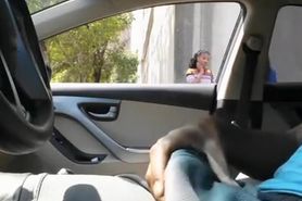 Dude flashes his black dick inside car