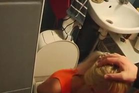 homemade, wife surprised in the toilet, nice fuck