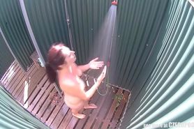 Brunette Milf Showering In Public Pool