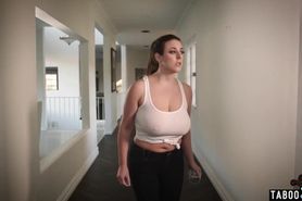 Chubby MILF Angela White maid with massive boobs serving her big cocked chief