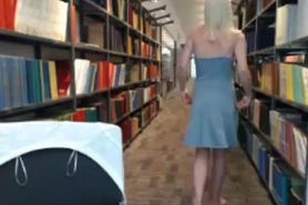 Blonde mature shelly star flashing in public library