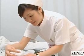 Subtitled POV Japanese nurse handjob with facesitting