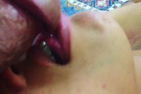 teen licking and swallowing cock
