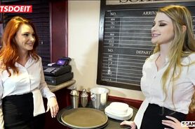 LETSDOEIT - Harassing Boss ED by Two HOT Waitresses