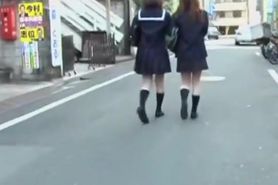 Street sharking video featuring two Japanese schoolgirls