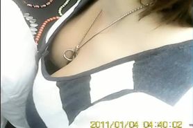 Sexy cleavage seen perfectly down girls blouse