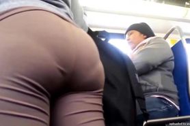 Big Ass in Brown Leggings showing deep panty line