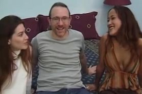 Retro amateur threeway with facialized teens