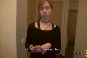 Debt4k&period; Experienced collectors penis reminds 21-year-old chick about the debt