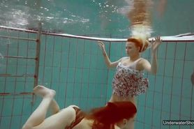 Nudist babes in the pool underwater stripping