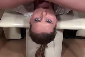 Business woman gets her face fucked