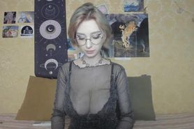 Nerdy girl with awesome big tits