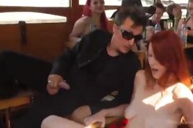 Hot Redhead Gets Fisted and Fucked in the Ass on a Crowded Party Boat