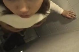 Slutty Asian slut is doggy style fucked in the toilet
