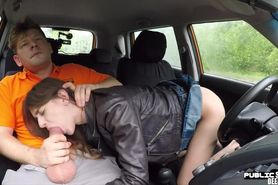 FAKEHUB - Throatfucked teen banged outdoor in car by BWC instructor