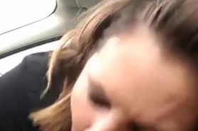 Real whore daytime car blowjob in a gym public parking lot