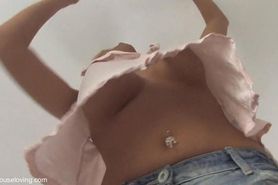 Tits of a hot blonde exposed in a free down blouse video