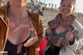 two flash boobs at beach