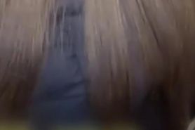 Pee on a girls hair in public on an escalator