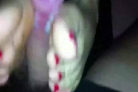 Friends mom give me an amazing footjob until cum