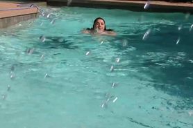 Cute Chubby Girl in the pool having fun