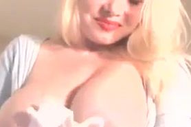 Blonde MILF milks her hot boobs