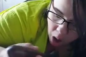 BBW stuffing her throat with BBC